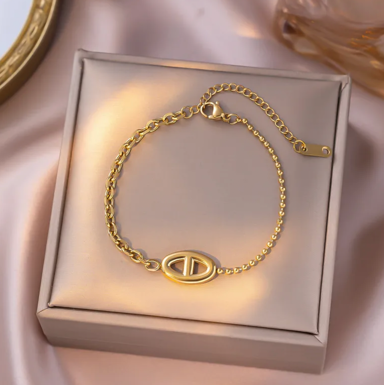 Geometric Titanium Steel Ball Chain Bracelet for Women