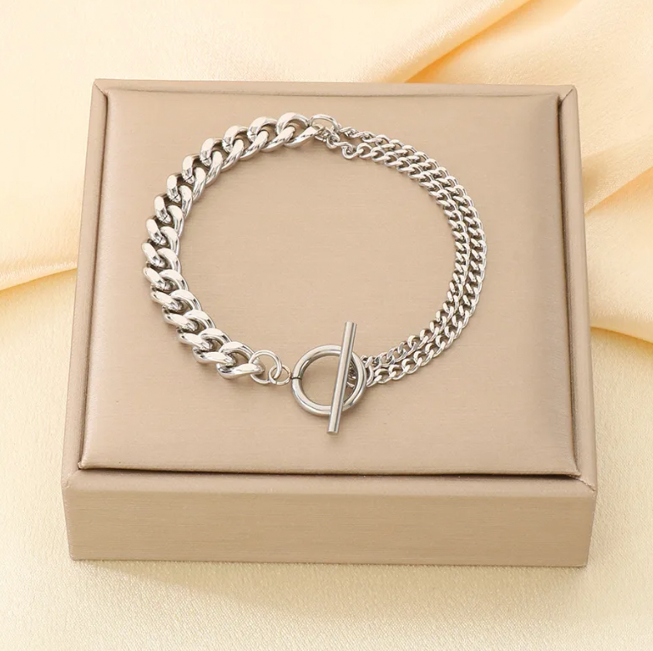 Geometric Spliced Chain Stainless Steel Bracelet