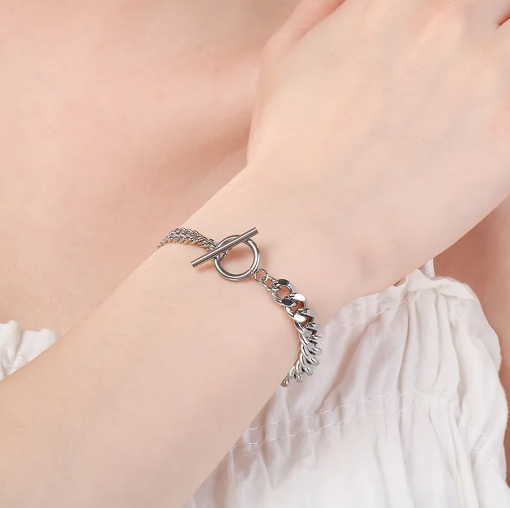 Geometric Spliced Chain Stainless Steel Bracelet