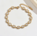 Asymmetrical Oval Zircon 304 Stainless Steel Bracelet for Women