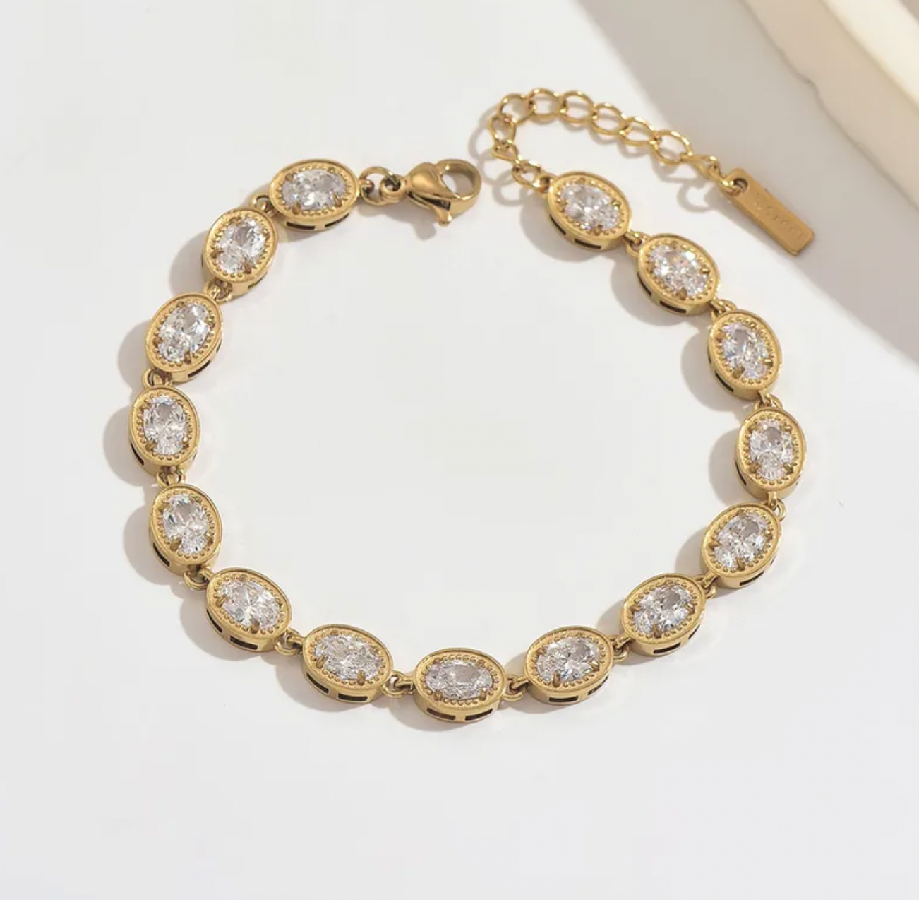 Asymmetrical Oval Zircon 304 Stainless Steel Bracelet for Women