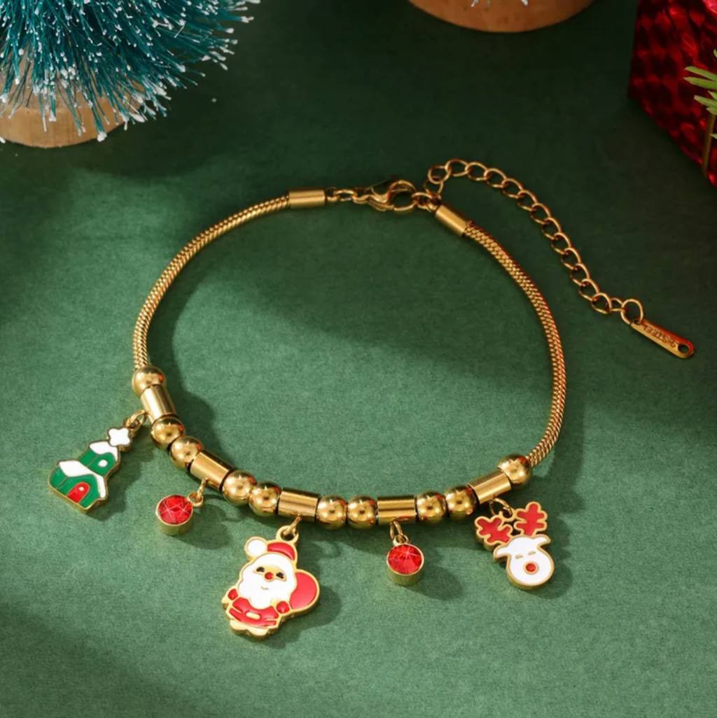 Christmas Tree Stainless Steel Stretch Bracelet