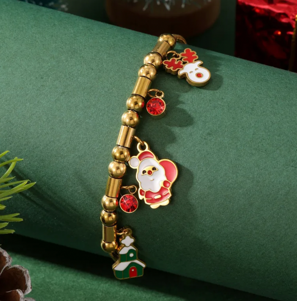 Christmas Tree Stainless Steel Stretch Bracelet