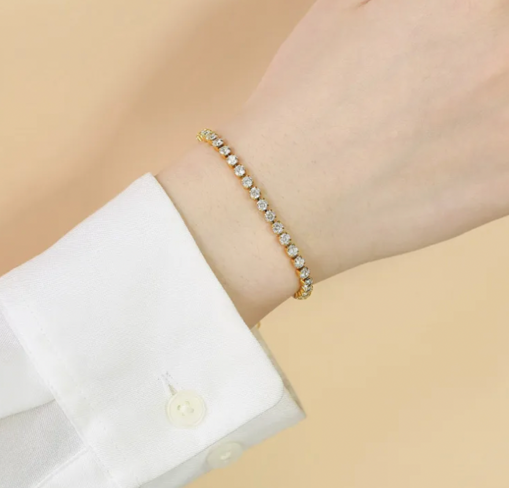 Fruit Charm Zircon Titanium Steel Bracelet for Women